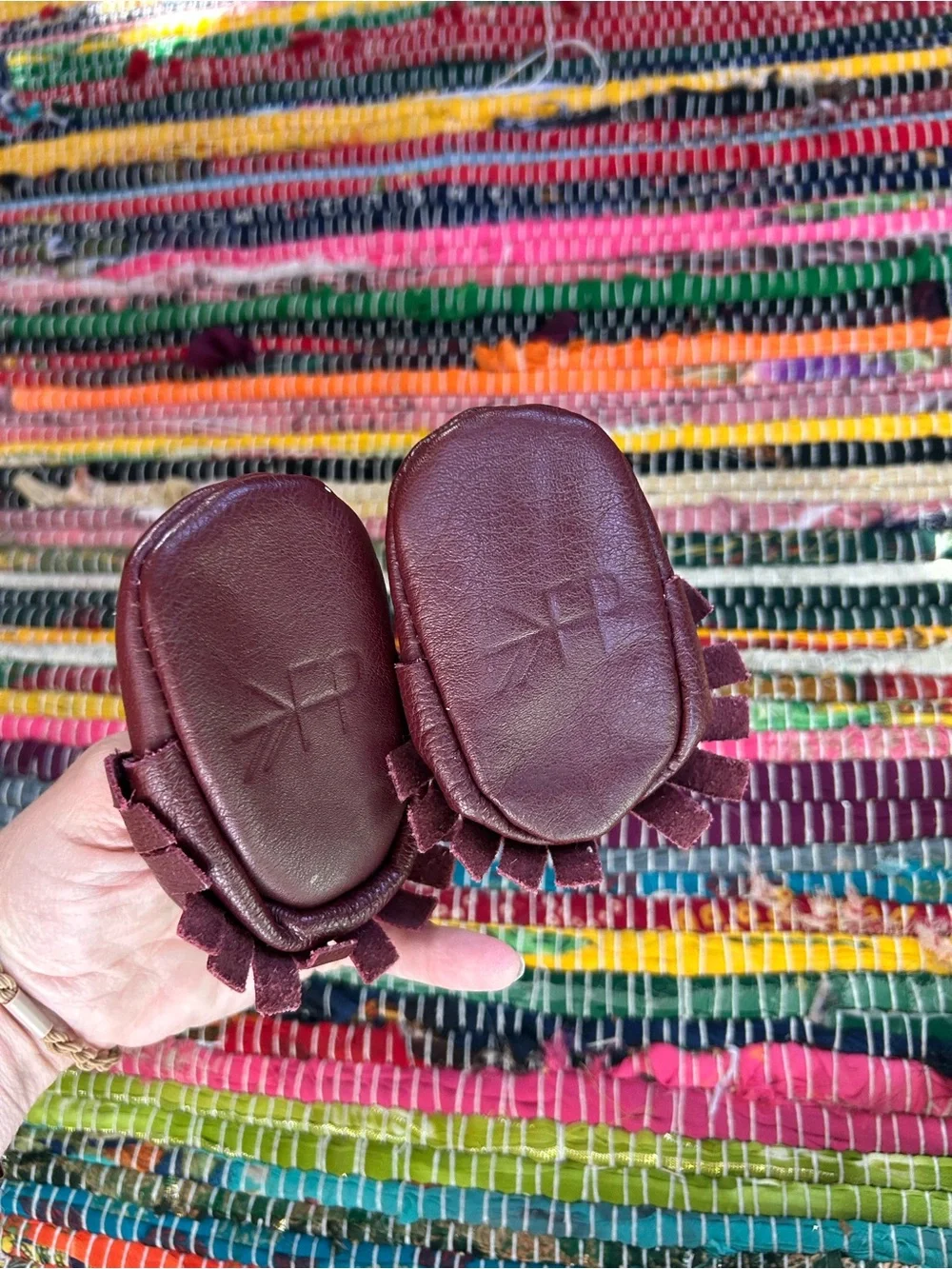 Freshly Picked Burgundy Leather Moccasin Booties Infant 0